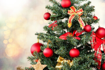 Beautiful decorated christmas tree. Holiday background