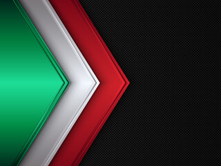 Abstract Italy flag. Metal texture background. Vector banner