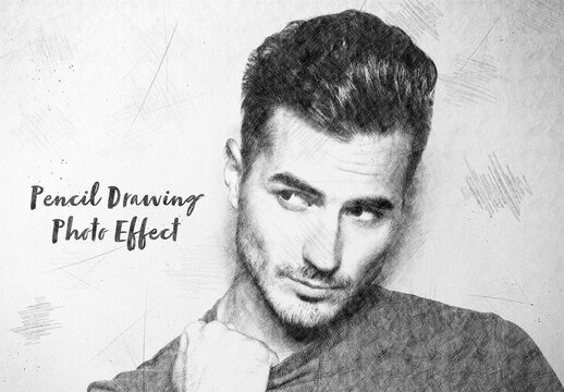 Pencil Drawing and Sketch Photo Effect Mockup