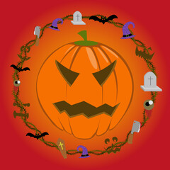 halloween pumpkin with detailed background