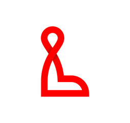Letter L infinity sign. Cyclic red letter L. Modern natural endless loop. Futuristic logo corporate design.