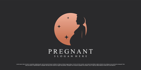 Pregnant mother logo design illustration with circle concept and creative element