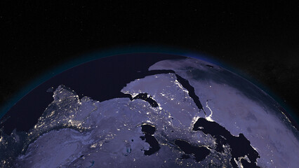 Fototapeta na wymiar Earth globe by night focused on South Asia