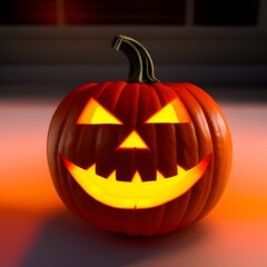 Fototapeta premium Creepy helloween pumpkin head lighted with candle 3d illustration