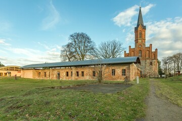 Altfriedland: Blick über das Refektorium auf die Klosterkirche.