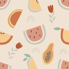 Vector seamless pattern in boho style. Minimalistic background for printing on fabric, children's clothing and other surfaces - 540346019