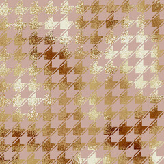 Houndstooth pattern. Rose gold. Vector background with rose gold imitation. Elegant texture - 540346032