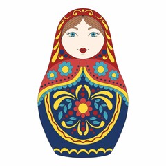 Russian folk doll. Traditional doll. Vector illustration - 540346220