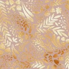 Rose gold. Vector decorative background with rose gold effect. Gold foil texture. - 540346223