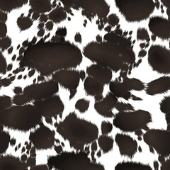 Cow's skin. Seamless texture with cow skin imitation. Dark spots on a white background. - 540346235