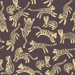 Leopard. Vector seamless pattern with leopards. Cute seamless background for baby clothes and textiles - 540346239