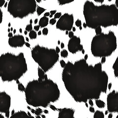 Cow's skin. Seamless texture with cow skin imitation. Black spots on a white background. - 540346242
