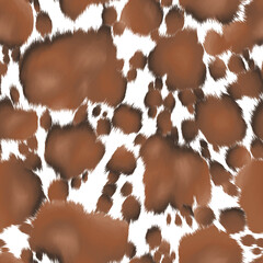 Cow's skin. Seamless texture with cow skin imitation. Brown spots on a white background. - 540346248
