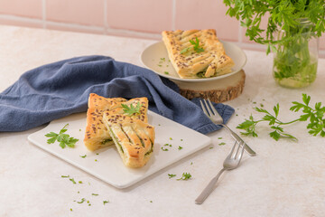 Spinach puff pastry with ricotta cheese