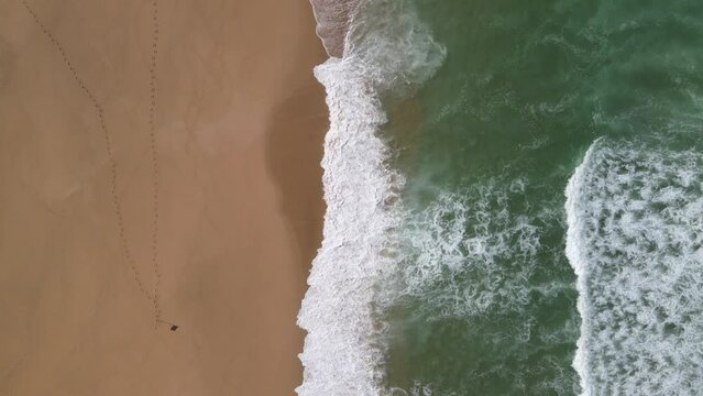 The aerial view of the Atlantic Ocean coast in Portugal
