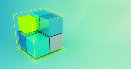 3D render of abstract 3D background, colored abstract cube forme