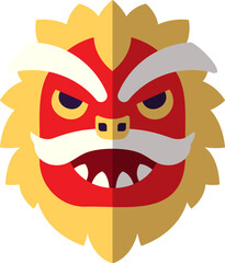 Chinese New Year. Vector flat icon of flat Chinese dragon mask for web sites, apps, books, adverts, articles and other places. Vibrant illustration