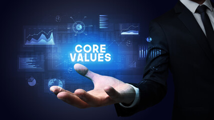 Hand of Businessman holding motivational message