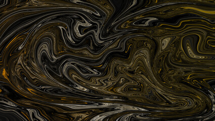 abstract liquid marble design with gold yellow details dark wallpaper