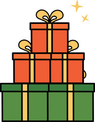 積みあがったプレゼントイラスト