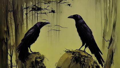 Obraz premium Crow generated by AI