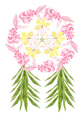 Philippine flora Christmas lantern parol with Medinilla magnifica sacred garlic pear flowers and Pandan leaves