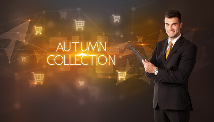 Businessman thinking about shopping concept