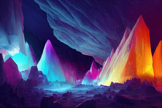 Fantasy Concept Showing A Giant Crystal Cave, Mexico Some Of The Largest Crystals In The World.