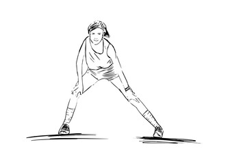 Fototapeta na wymiar a runner stretching her legs