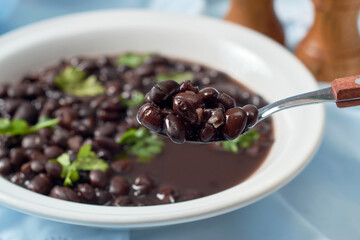 Homemade bean soup, traditional mexican and latin american food.