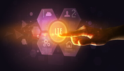 Hand touching digital button concept