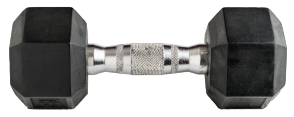 Single classic rubber encased hex dumbbell hand weight
