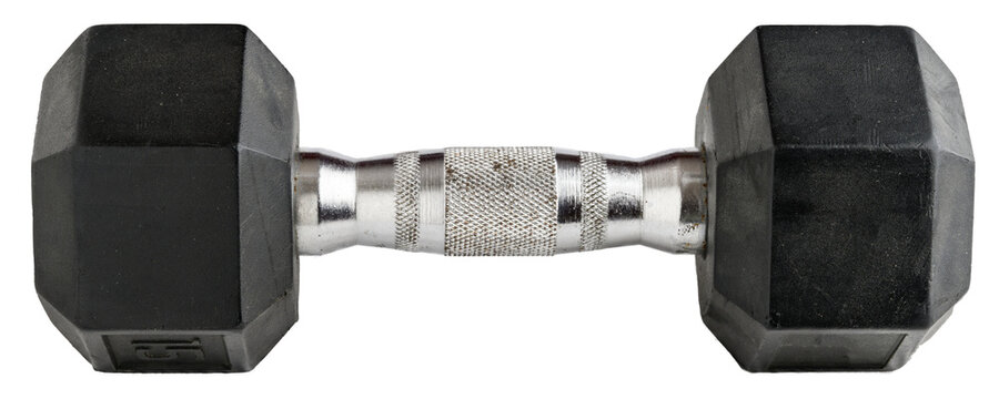 Single classic rubber encased hex dumbbell hand weight
