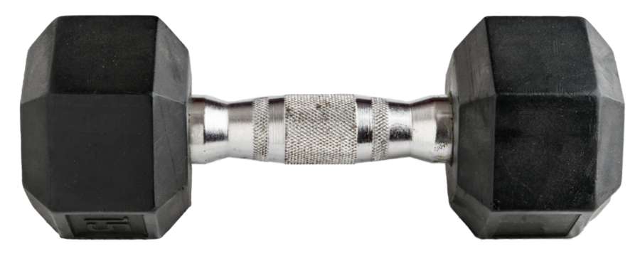 Single classic rubber encased hex dumbbell hand weight
