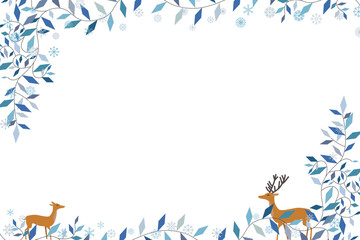 winter creeping plant, deer and snowflake