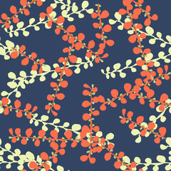 Seamless pattern hand drawing with retro flower on blue background.