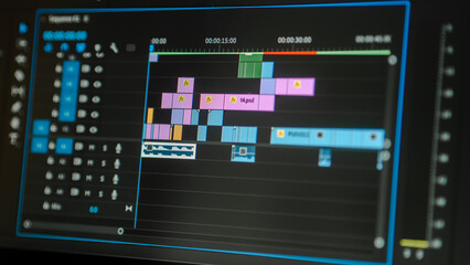 video editting timeline close up.