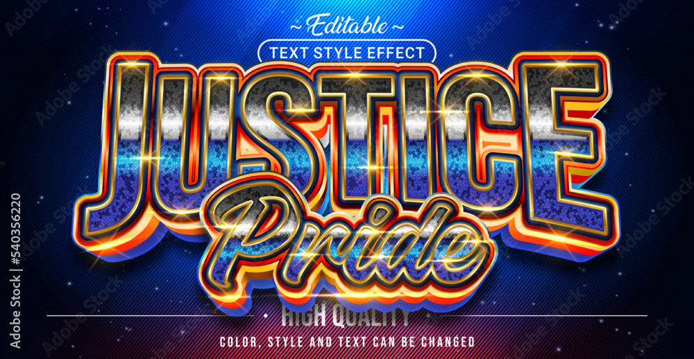 Poster editable text style effect - justice pride text style theme.