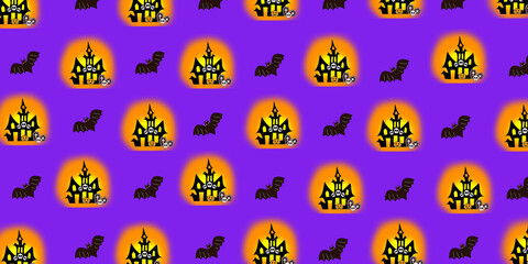 Cute Halloween  Cartoon digital  painting Set pattern wallpaper 
