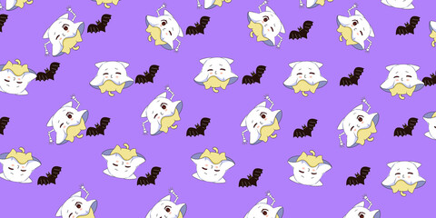 Obraz premium Cute Halloween Cartoon digital painting Set pattern wallpaper 