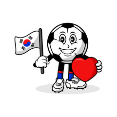 Mascot cartoon football love south korea flag design