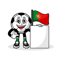 Mascot cartoon football portugal flag with banner