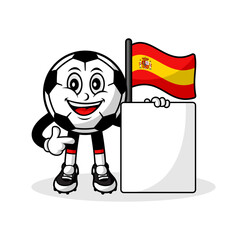 Mascot cartoon football spain flag with banner