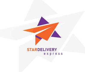 Star Delivery Paper Plane logo design illustration 