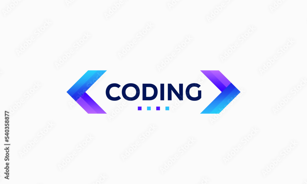 Sticker colorful coding logo designs template, modern code logo for programmer
