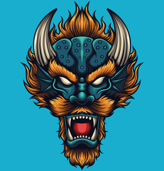 Vector illustration of japanese dragon head
