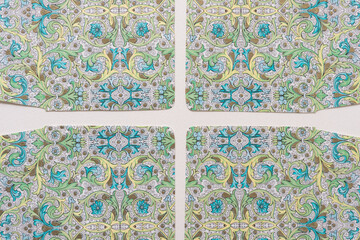 paper background featuring fancy envelope liners on white