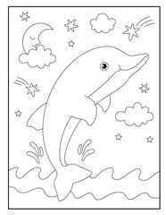 Cute dolphin coloring pages for children
