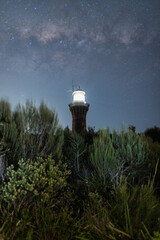 Barrenjoey lighthouse with milky way galaxy, Sydney, Australia.