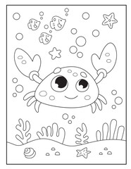 Crab coloring pages for kids